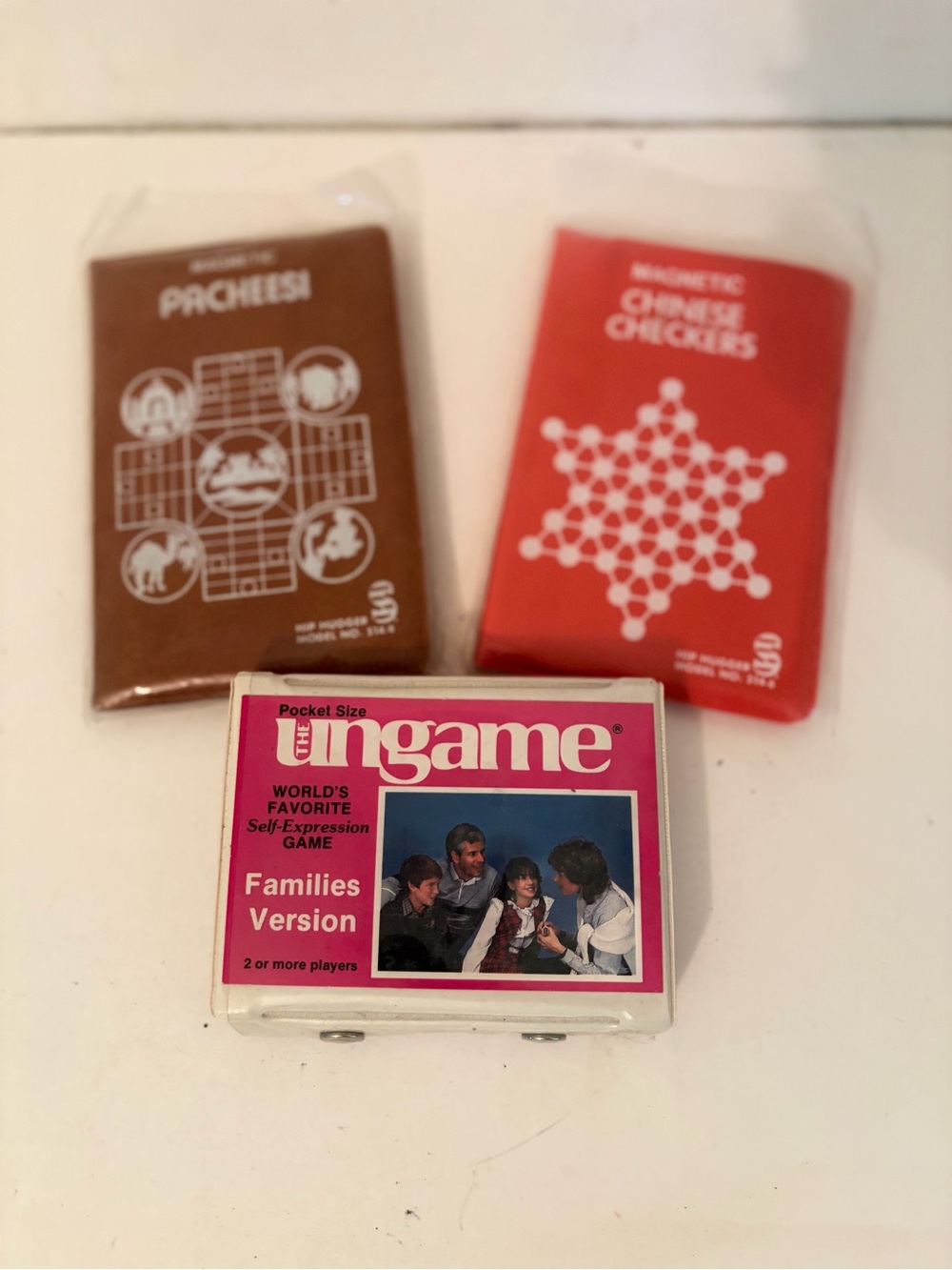 Vintage 80s Pocket Size Travel Games Hip Hugger Pachessi Chinese Checkers Ungame
